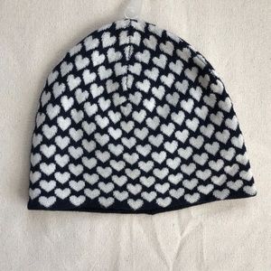 Crewcuts Wool Winter Hat with Black and White Hearts